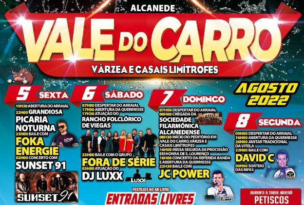 Animação garantida na Festa de Vale do Carro, Várzea e Casais Limítrofes de 5 a 8 de agosto