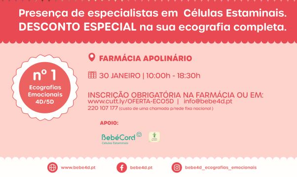 Inscrições abertas na Farmácia Apolinário para Ecografias Emocionais