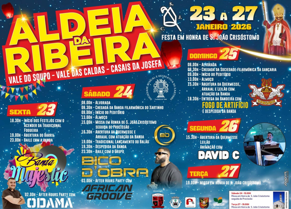 Aldeia da Ribeira em festa de 23 a 27 de janeiro em honra de São João Crisóstomo