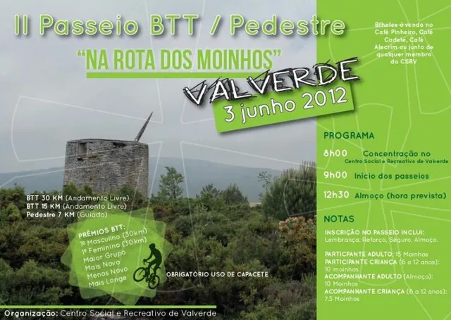 CSR Valverde promove Passeio BTT / Pedestre “Na Rota dos Moinhos”