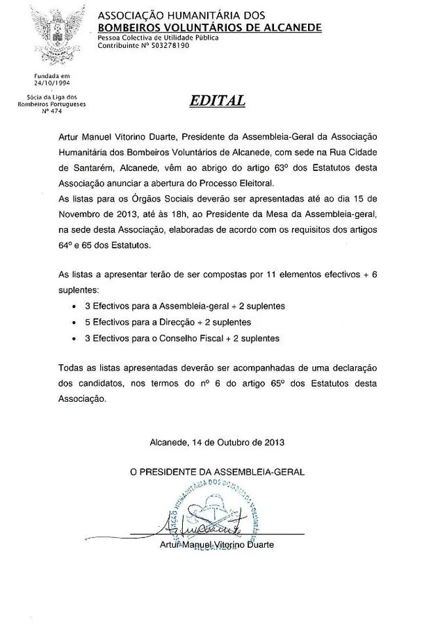 Edital Abertura Processo Eleitoral BVA 2013