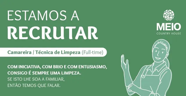 MEIO Country House em Alcanede está a recrutar a Full e Part-time