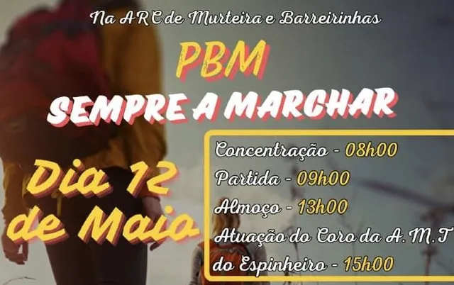 Marchas PBM organizam caminhada e almoço convivio dia 12 de maio