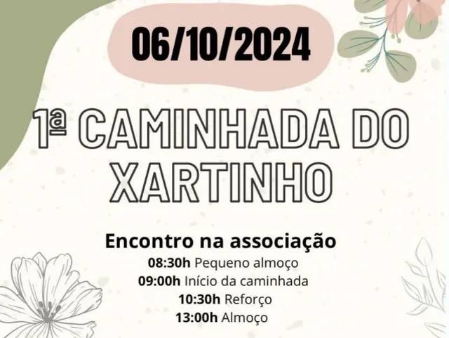 1ª Caminhada do Xartinho marcada para 6 de outubro