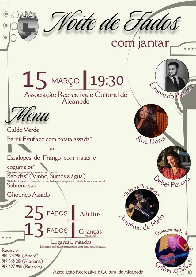 Noite de Fados - 15 de março 2025 - Na A.R.C.A